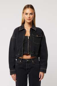 ABRAND Denim Bomber Jacket Cara Washed Black