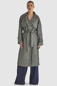 Jackets Womens: FATE + BECKER Charmer Trench Coat Black Cream