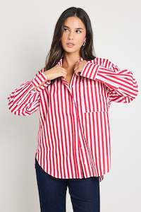 STORIES BE TOLD You Got This Oversize Shirt Red Stripe