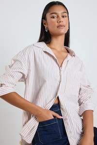 Shirts Womens: STORIES BE TOLD You Got This Poplin Oversize Shirt Ecru Stripe