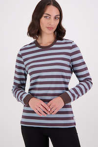 SWANNDRI Papamoa Ls Stripe T Shirt Oceanview Shadow
