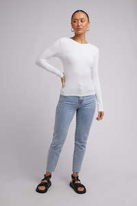 Tops Long Sleeve Womens: SILENT THEORY Rib Ls Tee White