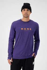 MONS ROYALE Mens Yotei Merino Classic Long Sleeve Neue Mons Violet