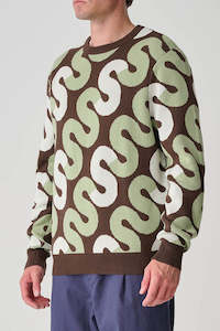 S DOUBLE The Intarsia Knit Sweater Chocolate