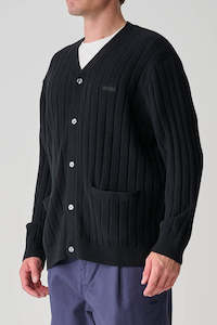Knits Mens: S DOUBLE Big Rib Knit Cardigan Black
