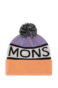 MONS ROYALE Unisex Mccloud Pom Pom Beanie Logo Lupin Punch White