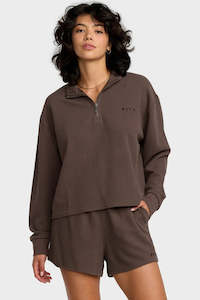 Crews Womens: RVCA Glory Waffle Pullover Brown Bear