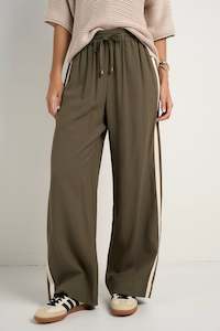 STORIES BE TOLD Townie Stripe Side Wide Leg Pant Olive