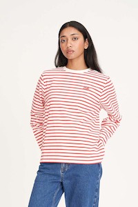 Tees Long Sleeve Womens: HUFFER Wms Oui Oui Ls Relax Tee Chalk Red
