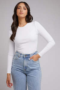 ALL ABOUT EVE Eve Rib Baby Long Sleeve Tee White