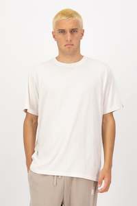 MONS ROYALE Mens Yonder T-Shirt Nat Label Ctn Vintage White