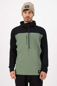 MONS ROYALE Mens Offgrid 1 2 Zip Ls Acc Heavy Patch Willow Black