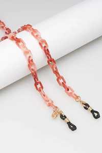 EYE ACCESSORIES Square Link Necklace Coral