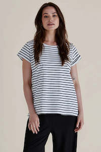 Betty Basics: BETTY BASICS Caia Crew Tee Black Stripe White