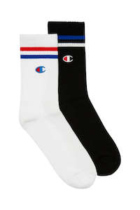 CHAMPION Lfs Branded Crew Sock 2Pack Black White