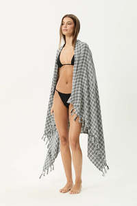 AFENDS Asta Check Turkish Towel Black White