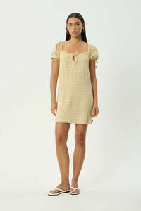 AFENDS Sunday Seersucker Mini Dress Lemon