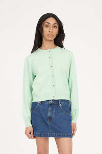 HUFFER Kenzie Crop Knit Cardigan Matcha