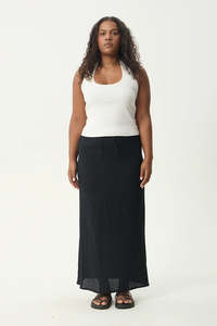 AFENDS Focus Seersucker Maxi Skirt Black
