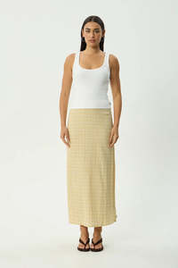 AFENDS Sunday Seersucker Maxi Skirt Lemon