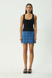 AFENDS Camden Check Mini Skirt Marina Check