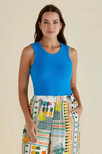 BETTY BASICS Francis Rib Tank Blue