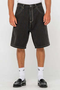 RUSTY Flip Pinstripe Jort Black