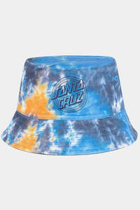 Hats: SANTA CRUZ Industrial Dot Mono Reversible Bucket Hat Blue Tie Dye