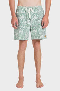 RVCA Exotica Print Elastic Shorts Sage Leaf