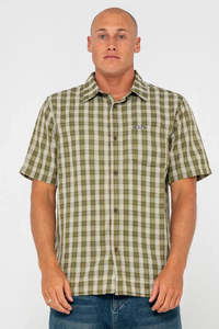 RUSTY Datsun Check Shirt Army Green
