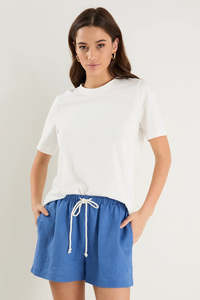 Shorts Womens: RE:UNION Drift Linen Pull On Shorts Cornflower Blue