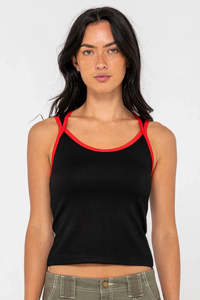 RUSTY Hilton Devil Scoop Neck Tank Black