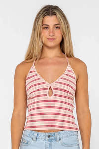 RUSTY Emma Cut Out Skimmer Tank Multi Stripe