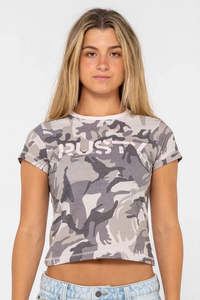 Tees Womens: RUSTY Tank Girl All Ova Baby Tee Camo