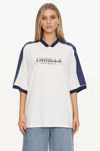 THRILLS Speed Kills V Neck Os Tee Dirty White