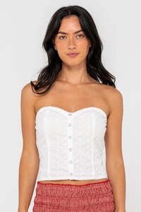 Tops Womens: RUSTY Mandy Button Up Top White