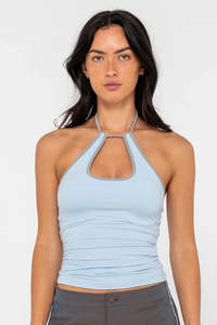 Tops Womens: RUSTY Club Classics Contrast Skimmer Top Sky Blue