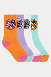 SANTA CRUZ Other Dot Crew Sock Youth 4 Pack 2-6 Orange Lavander