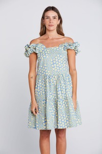 THING THING Zig Ruffle Dress Sky Garden