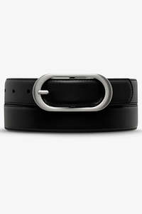 Belts: STATUS ANXIETY Final Loop Black Nappa Silver