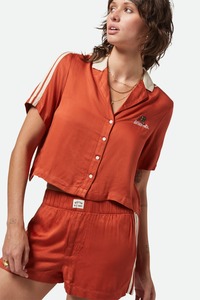 Brixton: BRIXTON Silky Ss Bowling Button Down Burnt Brick