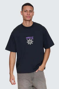 Mens: THRILLS Stagger Box Fit Os Cropped Tee Washed Black