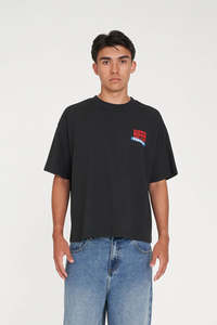 HUFFER Memphis Crop Block Tee Basalt