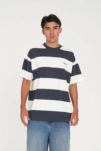 HUFFER Benson Block Tee Asphalt Chalk