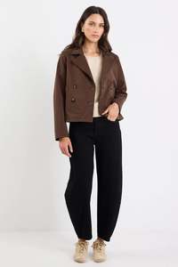 STORIES BE TOLD Pathway Cropped Trench Jacket Chocolate