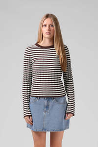 RPM Stripe Knitted Ls Chocolate