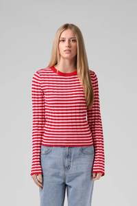 RPM Stripe Knitted Ls Red