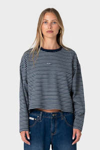 RUSTY 17 Degrees Stripe Ls Oversize Tee Bqs