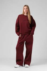 Trackies Womens: RPM Wide Leg Track Pant Red Wine