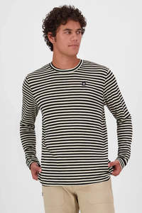 MONS ROYALE Mens Icon Merino Ls Logo Invert Aop Mr Stripe